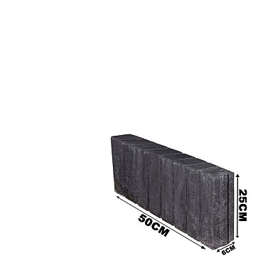 Palissadeband Zwart 6x25x50cm recht