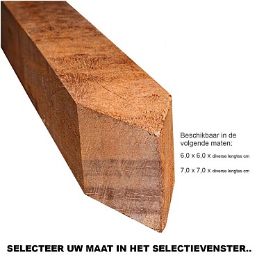 Hardhout Ruwe paal 6,0x6,0x100cm