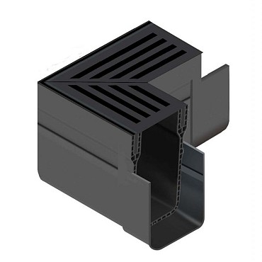 ACO Slimline hoekstuk incl. zwart alu rooster