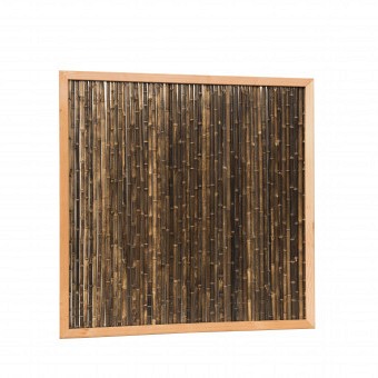 Bamboescherm van zwarte bamboestokken in douglas frame, 186x186cm