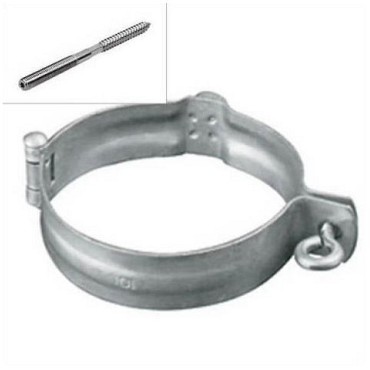 Rheinzink walsblank scharnierpijpbeugel 80 mm met moer M10 (incl schroefstift)