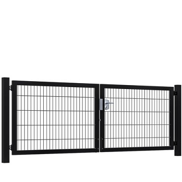 Hillfence metalen dubbele poort Premium-line, 300 x 100 cm, zwart.