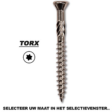 Hardhoutschroef VZK-T25 Ø5,0x50 C2  Doos 200 stuks
