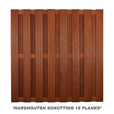 Aktie hardhout Scherm 180x180 15 Planks RVS  ( ZB )