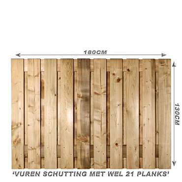 Scherm Vuren bij beton 130x180. 21 planks