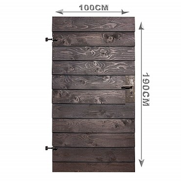 Poort op frame Zweeds rabat zwart incl. zwart slot 190x100 LINKSDRAAIEND