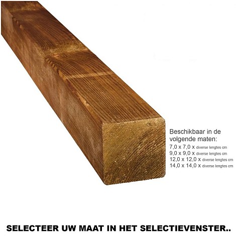 Vuren Geimpregneerde Paal 9,0x9,0x300cm