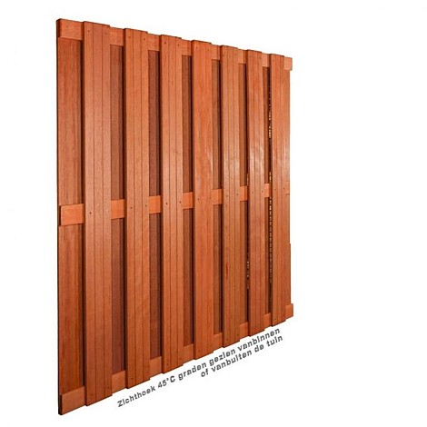 Aktie hardhout Scherm 180x180 15 Planks RVS  ( ZB )