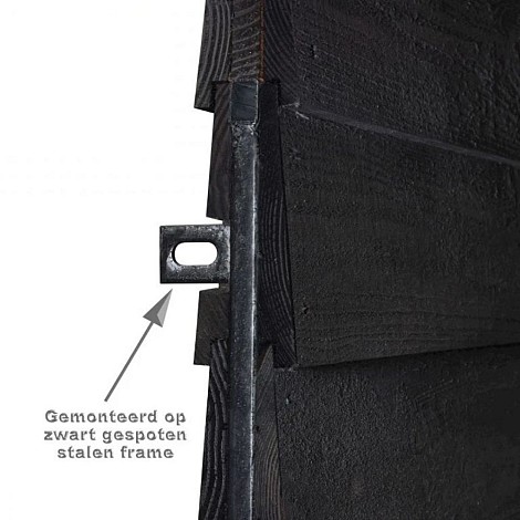 Poort op frame Zweeds rabat zwart incl. zwart slot 190x100 LINKSDRAAIEND