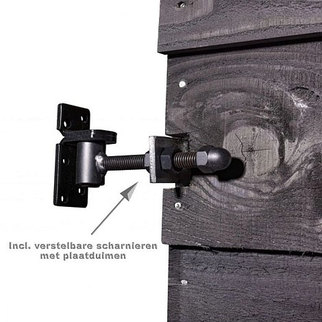 Poort op frame Zweeds rabat zwart incl. zwart slot 190x100 LINKSDRAAIEND