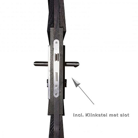 Poort op frame Zweeds rabat zwart incl. zwart slot 190x100 LINKSDRAAIEND