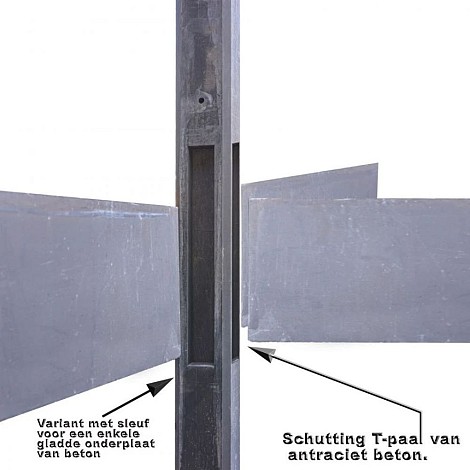 Beton T-paal antraciet 10x10x280 cm