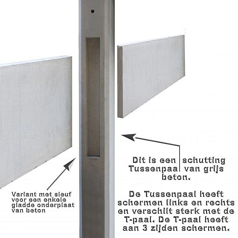 Beton Tussenpaal Grijs 10x10x280cm