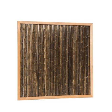 Bamboescherm van zwarte bamboestokken in douglas frame, 186x186cm