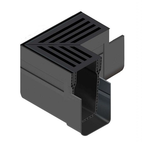 ACO Slimline hoekstuk incl. zwart alu rooster
