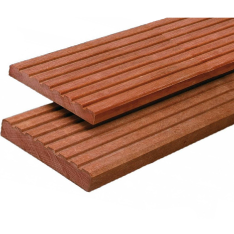 Bangkirai Vlonderplank, Enkel Slipprofiel 2,5x14,5x244cm ( Vraag naar actuele voorraad, deze verschillen per locatie ).