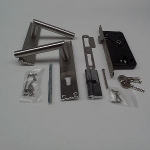 Deurslot-set, RVS kruk/schild recht, Eurofix