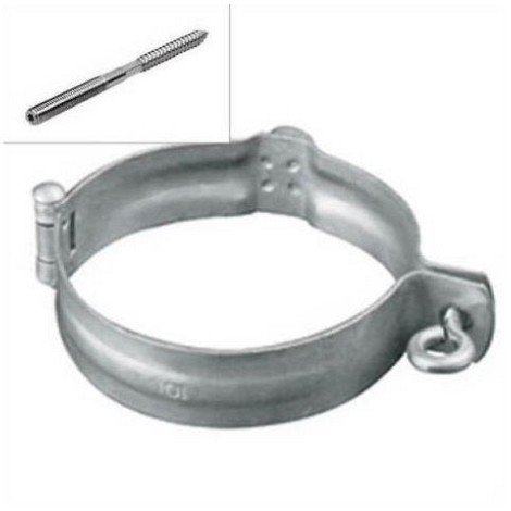 Rheinzink walsblank scharnierpijpbeugel 80 mm met moer M10 (incl schroefstift)