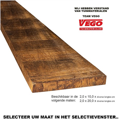 Hardhout Ruwe planken 2,0x20,0x350cm