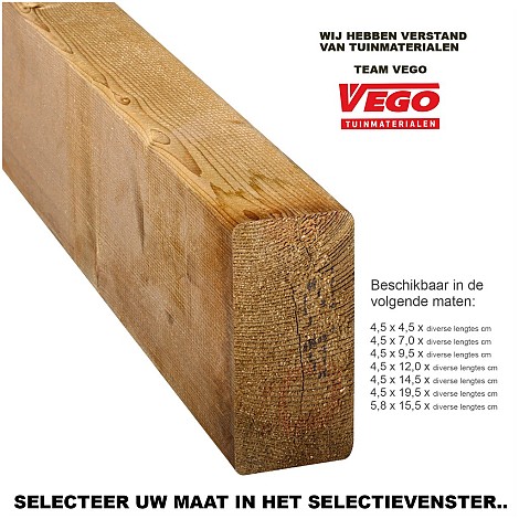 Vuren Geimpregneerde Ligger 4,5x19,5x360cm