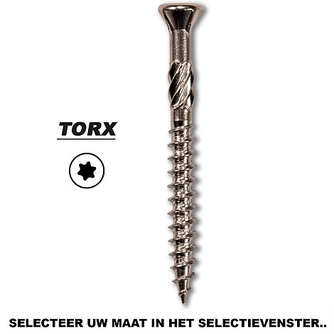 Hardhoutschroef VZK-T25 Ø5,0x60 C2  Doos 200 stuks