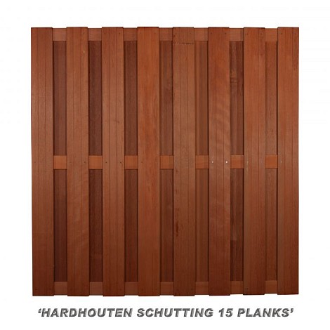 Aktie hardhout Scherm 180x180 15 Planks RVS  ( ZB )