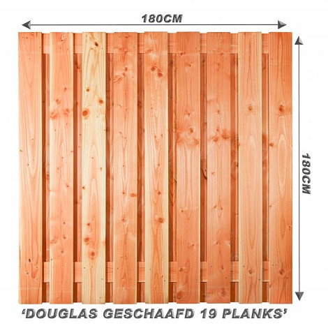 Scherm Douglas 19 planks Geschaafd 180x180 geschikt voor beton