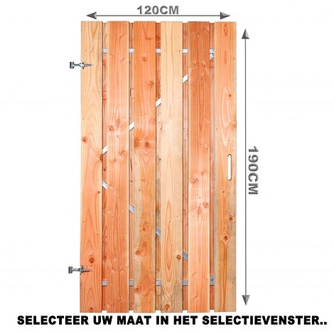 Douglas geschaafd 190x120 poort met stalen frame universeel (incl verstelbare hengen en duimen)