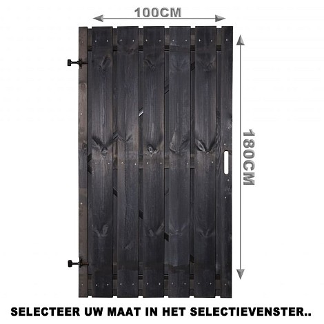 Naaldhout geschaafde plankendeur op verstelbaar zwart stalen frame 100 x 180 cm, recht, zwart gedompeld.