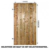 Vuren poort 180x100cm met stalen frame universeel (incl verstelbare hengen en duimen)