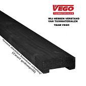 Grenen geschaafde afdekkap met sponning (6,2 cm) 3,5 x 8,5 x 180 cm t.b.v. rechtscherm, zwart gedompeld.
