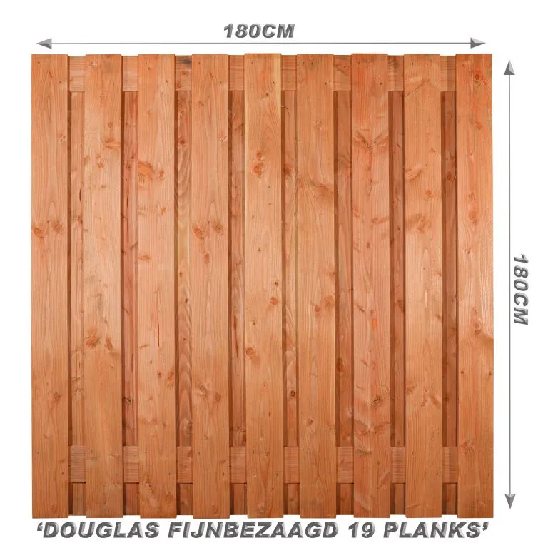 Douglas schutting of tuinscherm fijnbezaagd 180cm x 180cm 19 planks